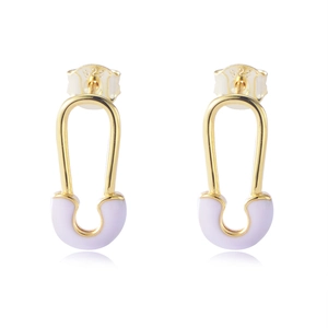 Minimalist S925 sterling silver paperclip earrings with lavender enamel and gold plating