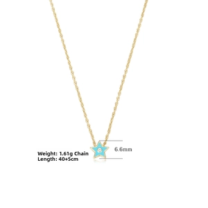 Détails du collier étoile en argent S925 avec pendentif bleu 6,6mm et chaîne de 45cm