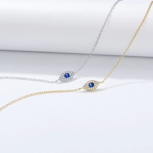 Elegant Evil Eye sterling silver bracelets in gold and silver with micro zircon pavé stones