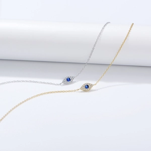 S925 sterling silver evil eye bracelets with blue zircon stones in gold and silver