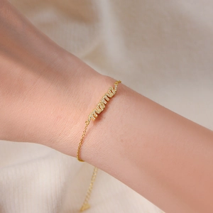Elegant gold s925 silver Mama bracelet with pavé cubic zirconia for women gift