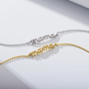 S925 sterling silver mama bracelet with pavé cubic zirconia in gold and silver tones