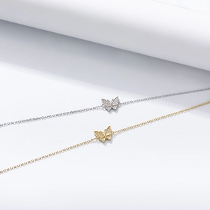 Elegant S925 silver butterfly bracelets with sparkling zircon inlay in gold and silver