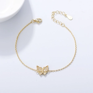 S925 Sterling Silver Butterfly Bracelet For Women Elegant Zirconia Inlaid Adjustable Fine Chain Link Hand Jewelry Gift