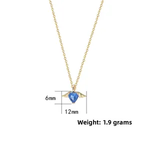 Detailed view of S925 silver angel wing heart pendant with 6mm x 12mm size spec
