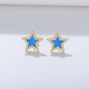 925 Sterling Silver Star Stud Earrings For Women Rhinestone Inlaid Enamel Star Earrings Fashion Minimalist Jewelry Gift