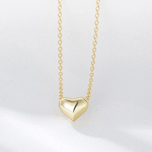 Polished S925 sterling silver hollow heart pendant necklace with fine gold chain