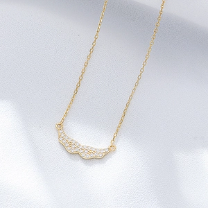 925 Sterling Silver Angel Wing Pendant Necklace For Women Elegant Rhinestone Inlaid Fashion Clavicle Chain Jewelry Gift