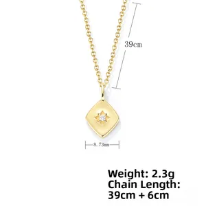 Details des vergoldeten Rautenanhängers mit Maßen für 39cm Kette und 8,73mm Breite