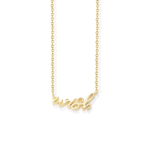 Collier minimaliste en argent S925 doré avec pendentif wish sur chaîne élégante pour femme