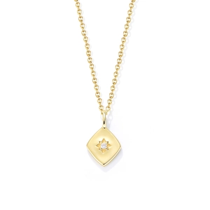 S925 Sterling Silber vergoldete Halskette mit Stern graviertem Diamanten Anhänger