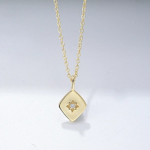 Minimalistisch 925 Sterlingsilber Sternenregen Rhombus Anhänger Halskette Für Damen Gold Silber Galvanisiert Strass Schmuck Geschenk