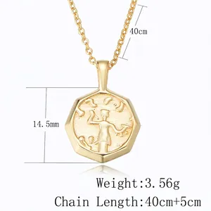 Collier en argent 925 plaqué or avec pendentif pièce de monnaie et chaîne 40cm+5cm