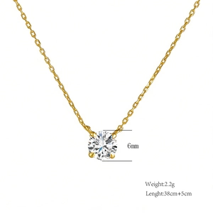 Detail der 6mm Zirkonia-Halskette mit 38cm Kette und Gewichtsangaben