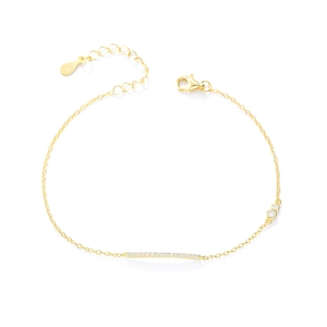 Minimalist S925 sterling silver gold-plated chain bracelet with zircon accents