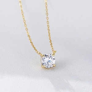 925 Sterlingsilber Rund Anhänger Halskette Für Damen Elegant Brillantschliff Strass Eingelegt Verstellbare Kette Schmuck