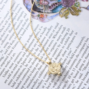 Collier en argent S925 plaqué or avec pendentif pièce Égypte et relief du Caire