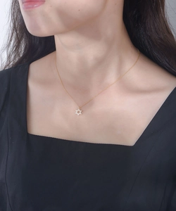 Macro detail of a 925 sterling silver hexagram star pendant with sparkling pavé zircons