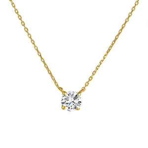 Minimalistische Goldkette mit rundem Solitär-Zirkon-Anhänger und klassischer Vier-Krallen-Fassung