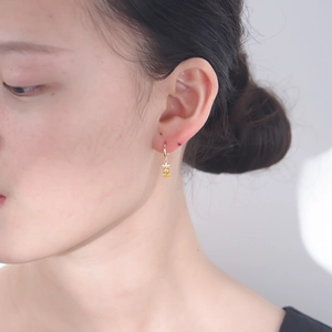 S925 sterling silver gold-plated pineapple drop earrings with yellow zircon crystals