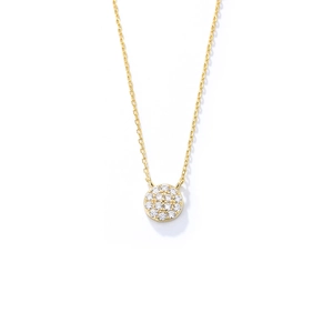 Classic S925 sterling silver minimalist necklace with a round micro-pave zircon pendant