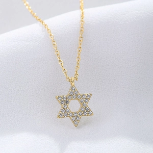 S925 Sterling Silver Hexagram Pendant Necklace Sparkling Zirconia Star Of David Minimalist Gold Silver Plated Jewelry For Women