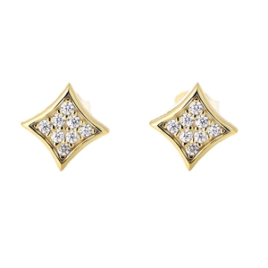 Eleganti orecchini geometrici in argento 925 dorato con zirconi brillanti e lucidi