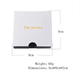 White square PE film suspension jewelry box with Fine Jewelry gold foil text 9x9x2cm