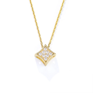 Golden necklace with a geometric star pendant set with sparkling cubic zirconia stones