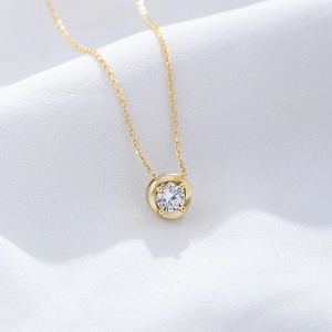 Authentic 925 Sterling Silver Hollow Round Zirconia Pendant Necklace For Women Exquisite Minimalist Clavicle Chain Jewelry Gift