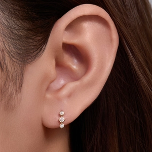 Elegant gold S925 silver stud earrings with vertical geometric zircon stones for women