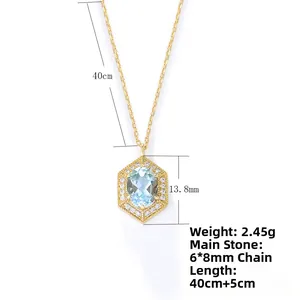 Detail eines vergoldeten Topas-Anhängers mit Maßen von 13,8 mm Höhe und 40+5 cm Kettenlänge