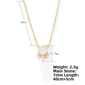 Detail view of 925 silver necklace with 7mm moonstone and 40cm plus 5cm chain dimensions