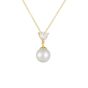 Collier Pendentif Cœur En Zircon Et Künstliche Perle Argent Sterling S925 Bijoux Minimalistes Élégants Pour Femmes