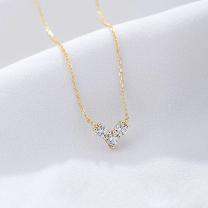 925 Sterling Silver Heart Pendant Necklace For Women Dainty Rhinestone Inlaid Gold Silver Plated Clavicle Chain Jewelry