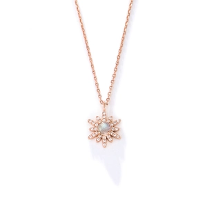 Collier Tournesol en Argent 925 avec Opale Naturelle et Finition Or Rose