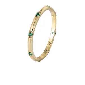 925 Sterling Silver Zirconia Ring For Women Minimalist Geometric Gold Plated Thin Finger Ring Light Luxury Jewelry Gift