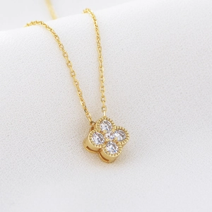 Collana Con Ciondolo Quadrifoglio in Argento Sterling 925 Per Donna Elegante Catena A Maglie Con Intarsio Di Strass Gioielli Oro Argento