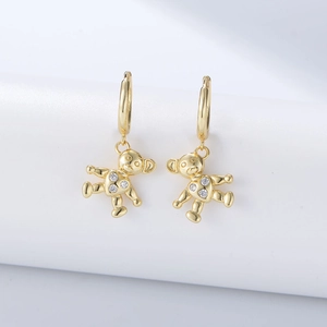 925 Sterlingsilber Teddybär Herz Strass Ohrringe Für Damen Süß Niedlich Tier Anhänger Ohrringe Mode Schmuck Geschenk