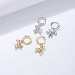 S925 Sterling Silber Herz Bär Ohrringe in Gold und Silber mit Zirkon-Besatz für Damen