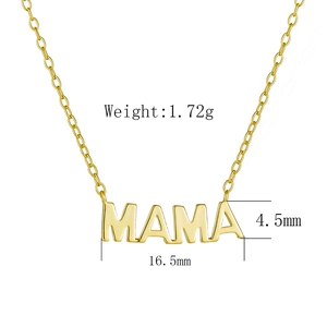 Detailed specs of the gold MAMA pendant necklace weighing 1.72g and measuring 4.5x16.5mm