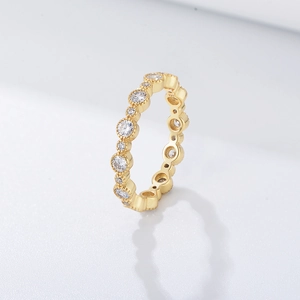 S925 Sterling Silver Geometric Round Zirconia Ring For Women Full Pave Zirconia Jewelry Commuting Gift Gold Silver Fashion Ring