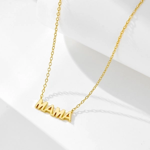 925 Sterling Silver Mama Letter Pendant Necklace 14K Gold Plated Minimalist Clavicle Chain For Women Mother Day Jewelry Gift