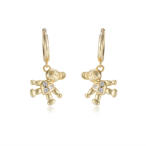 Elegante s925 Silber Teddybär Ohrringe in Gold mit herzförmigen Kristallakzenten