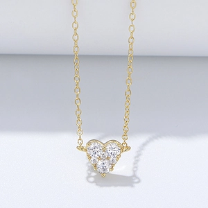 Élégant Collier Pendentif Cœur En Argent Sterling 925 Collier Exquis Incrusté De Strass Or Argent Pour Femme Bijoux De Mode