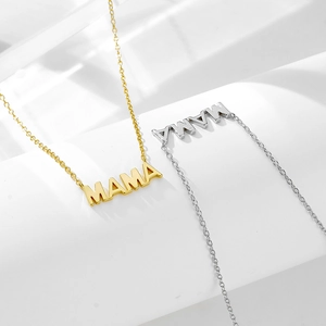 Minimalist S925 sterling silver MAMA letter necklaces in gold and silver finish