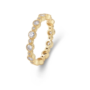 S925 gold-plated silver wavy ring featuring full pavé zircon stones on white background