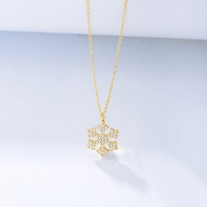 925 Sterling Silver Snowflake Pendant Necklace Elegant Inlaid Rhinestone Clavicle Chain For Women Christmas Valentine Gift
