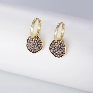 925 Sterling Silver Geometric Irregular Tag Rhinestone Earrings For Women Gold Silver Plated Trend Chic Dangle Earring