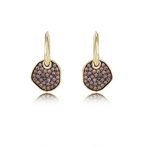 Chic S925 silver irregular gold earrings with champagne pavé zircon drops in ins style